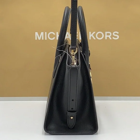 Michael Kors Avril Small Leather Top-Zip Satchel BLACK COLOR - Picture 6 of 16